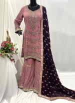 Georgette Pink Wedding Wear Hand Work Readymade Sharara Suit